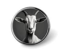 Badges de chèvre noirs et blancs décoratifs, insigne rond en alliage d'aluminium durable, broche légère pour chemises, vestes, chapeaux, uniformes 2,5 cm