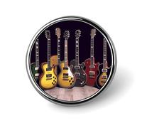 Badges de collection de guitares décoratifs, ronds en alliage d'aluminium durable, broche légère pour chemises, vestes, chapeaux, uniformes 2,5 cm