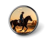 Badges de cowboys équitation avec bouton design cercle avec bouton, broche à épingle personnalisée, porte-badge rond pour décorer chapeau, chemise, vêtements, sac