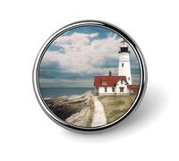 Badges de fond en forme de phare avec bouton, broches personnalisées, porte-badges ronds pour décorer un chapeau, une chemise, des vêtements, des accessoires de sac