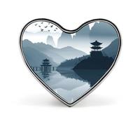 Badges de style chinois en forme de cœur avec bouton, broches personnalisées, porte-badge en forme de cœur pour décorer un chapeau, une chemise, des vêtements, des accessoires de sac