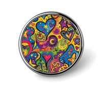 Badges décoratifs à motif graffiti coloré, badge rond en alliage d'aluminium durable, broche bouton légère pour chemises, vestes, chapeaux, uniformes 1"