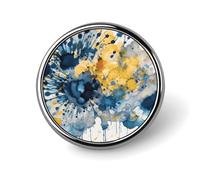 Badges décoratifs bleus et jaunes, en alliage d'aluminium durable, broche ronde légère pour chemises, vestes, chapeaux, uniformes - 2,5 cm
