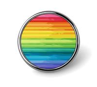 Badges décoratifs colorés à rayures arc-en-ciel, rond en alliage d'aluminium durable, broche légère pour chemises, vestes, chapeaux, uniformes - 2,5 cm