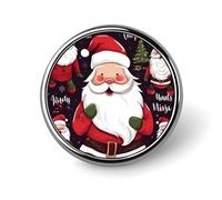 Badges décoratifs de Noël Père Noël, badge rond en alliage d'aluminium durable, broche bouton légère pour chemises, vestes, chapeaux, uniformes 1"