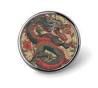 Badges décoratifs en alliage d'aluminium durable avec motif dragon beige - Broche légère pour chemises, vestes, chapeaux, uniformes - 2,5 cm