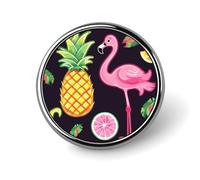 Badges décoratifs en forme d'ananas, banane, flamant rose, rond en alliage d'aluminium durable, broche légère pour chemises, vestes, chapeaux, uniformes - 2,5 cm