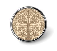 Badges décoratifs en forme d'arbre de style beige, rond en alliage d'aluminium durable, broche légère pour chemises, vestes, chapeaux, uniformes, 2,5 cm