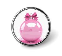 Badges décoratifs en forme de boule de Noël rose, rond, en alliage d'aluminium durable, broche légère pour chemises, vestes, chapeaux, uniformes de 2,5 cm
