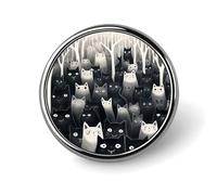 Badges décoratifs en forme de chats noirs, ronds en alliage d'aluminium durable, broche légère pour chemises, vestes, chapeaux, uniformes - 2,5 cm