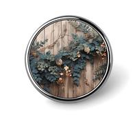 Badges décoratifs en forme de feuilles florales sur bois rustique, insigne rond en alliage d'aluminium durable, broche légère pour chemises, vestes, chapeaux, uniformes, 2,5 cm