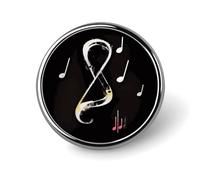 Badges décoratifs en forme de notes de musique - Rond - En alliage d'aluminium durable - Pour chemises, vestes, chapeaux, uniformes - 2,5 cm