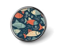 Badges décoratifs en forme de poisson, style animation, ronds et durables, en alliage d'aluminium, légers et résistants, pour chemises, vestes, chapeaux et uniformes, 2,5 cm