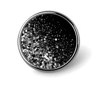 Badges décoratifs noirs et blancs à paillettes - En alliage d'aluminium durable - Broche ronde légère pour chemises, vestes, chapeaux, uniformes - 2,5 cm