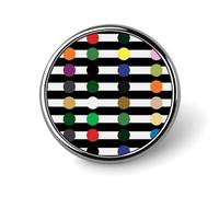 Badges décoratifs noirs et blancs à pois arc-en-ciel ronds en alliage d'aluminium durable, broche légère pour chemises, vestes, chapeaux, uniformes, 2,5 cm