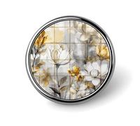 Badges décoratifs ronds en alliage d'aluminium durable, motif de boutons floraux beiges, broche bouton légère pour chemises, vestes, chapeaux et uniformes, 2,5 cm