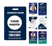 Badges d'identification personnalisés en PVC avec impression en couleur, téléchargement de logo ou modèles d'utilisation, imperméables et durables pour le bureau, l'école, les événements, le personnel