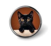 Badges en forme de chat noir avec bouton - Broche personnalisée - Porte-badge rond pour décorer un chapeau, une chemise, des vêtements, un sac