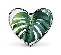 Badges en forme de feuille de Monstera aquarelle en forme de cœur avec bouton, broches personnalisées, porte-badge en forme de cœur pour décorer un chapeau, une chemise, des vêtements, des accessoires