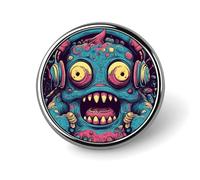 Badges en forme de monstre avec motif de cercle avec bouton, broches personnalisées, porte-badges ronds pour décorer un chapeau, une chemise, des vêtements, un sac
