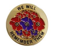 Badges et épingles en forme de coquelicot rouge avec inscription « We Will Remember Them », Zinc
