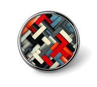 Badges géométriques diagonaux décoratifs, insigne rond en alliage d'aluminium durable, broche légère pour chemises, vestes, chapeaux, uniformes, 2,5 cm