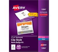 Badges nominatifs clip Avery adapt s aux v tements - 40/bo te - Printa