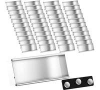 Badges Nominatifs En Aluminium Avec Aimants Doubles Porte-Noms Magnétiques Avec Fente Pour Papier Plaques De Nom Aimantées Badges Nominatifs Transparents Anodisés, 72 X 32 Mm, Argent (20)