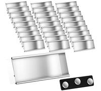 Badges Nominatifs en Aluminium avec Aimants Doubles Porte-Noms Magnétiques avec Fente pour Papier Plaques de Nom Aimantées Badges Nominatifs Transparents Anodisés, 72 x 32 mm, Argent (30)