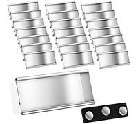 Badges Nominatifs en Aluminium avec Aimants Doubles Porte-Noms Magnétiques avec Fente pour Papier Plaques de Nom Aimantées Badges Nominatifs Transparents Anodisés, 72 x 32 mm, Argent (20)