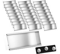 Badges Nominatifs En Aluminium Avec Aimants Doubles Porte-Noms Magnétiques Avec Fente Pour Papier Plaques De Nom Aimantées Badges Nominatifs Transparents Anodisés, 72 X 32 Mm, Argent (20)