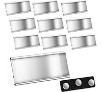 Badges Nominatifs En Aluminium Avec Aimants Doubles Porte-Noms Magnétiques Avec Fente Pour Papier Plaques De Nom Aimantées Badges Nominatifs Transparents Anodisés, 72 X 32 Mm, Argent (20)
