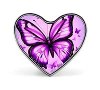 Badges papillon violets en forme de cœur avec bouton, broches personnalisées, porte-badge en forme de cœur pour décorer chapeau, chemise, vêtements, sac