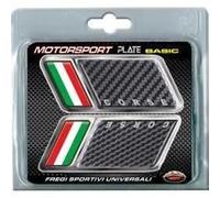 Badges Sportifs Universels - Italie Carbone - Kit Complet - 9x3,5 Cm - Adhésifs 3d - Noir