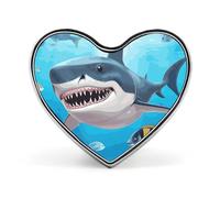 Badges sur le thème de l'océan requin en forme de cœur avec bouton, broches personnalisées, porte-badge en forme de cœur pour décorer chapeau, chemise, vêtements, sac