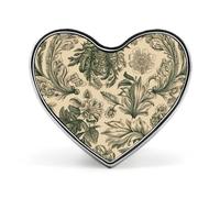 Badges vert clair et beige en forme de cœur avec bouton, broches personnalisées, porte-badge en forme de cœur pour décorer chapeau, chemise, vêtements, sac