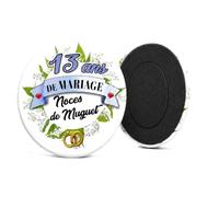 Badgmania Magnet Aimant 13 Ans de Mariage - Noces de Muguet - Idée Cadeau Original Couple - Aimant Réfrigérateur Souvenir - Fabriqué en France - Ø 59 mm