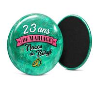 Badgmania Magnet Aimant 23 Ans de Mariage - Noces de Béryl - Idée Cadeau Original Couple - Aimant Réfrigérateur Souvenir - Fabriqué en France - Ø 38 mm
