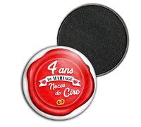 Badgmania Magnet Aimant 3.8cm | Anniversaire 4 Ans de Mariage Noces de Cire | Diamètre 3.8cm | Anneaux Mariage