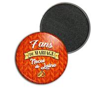 Badgmania Magnet Aimant 3.8cm | Anniversaire 7 Ans de Mariage Noces de Laine V2 | Diamètre 3.8cm | Anneaux Mariage