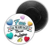Badgmania Magnet Aimant 5.9cm | Anniversaire 7 Ans de Mariage Noces de Laine | Diamètre 5.9cm | Anneaux Mariage