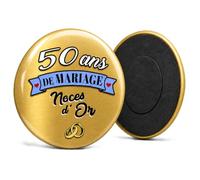 Badgmania Magnet Aimant 50 Ans de Mariage - Noces d'or - Idée Cadeau Original Couple - Aimant Réfrigérateur Souvenir - Fabriqué en France - Ø 59 mm