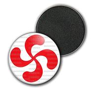 Badgmania Magnet Aimant Frigo 3.8cm Croix Basque Lauburu Svastika Rouge Symbole Pays Basque Fond Blanc