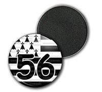 Badgmania Magnet Aimant Frigo 3.8cm Drapeau Breton 56 Morbihan Bretagne Brezhoneg Celte Celtique Noir Blanc
