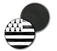 Badgmania Magnet Aimant Frigo 3.8cm Drapeau Breton Bretagne Hermine Brezhoneg Celte Celtique Noir Blanc