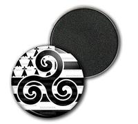 Badgmania Magnet Aimant Frigo 3.8cm Drapeau Breton Bretagne Triskell Hermine Brezhoneg Noir Blanc
