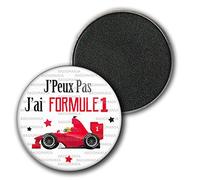 Badgmania Magnet Aimant Frigo 3.8cm J'Peux Pas J'Ai Formule 1 - Voiture Course Sport - Humour Excuse Alibi Idée Cadeau