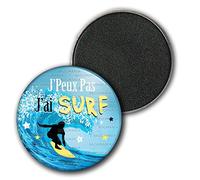 Badgmania Magnet Aimant Frigo 3.8cm J'Peux Pas J'Ai Surf - Planche Surfeur Vague - Humour Excuse Alibi Idée Cadeau