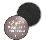 Badgmania Magnet Aimant Frigo 3.8cm Super Futurs Grands Parents - Etoiles Fond Marron - Annonce Grossesse Naissance