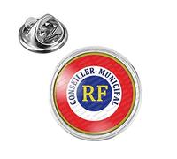 Badgmania Pin's Argenté 20mm Cocarde RF Conseiller Municipal Logo 18mm Pins Bouton Epinglette